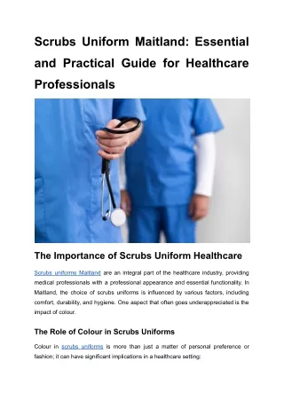 Scrubs Uniforms in Maitland- Essential Guide for Healthcare Professionals