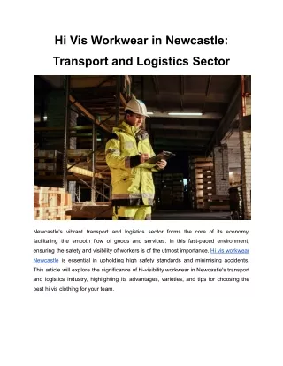 Hi Vis Workwear in Newcastle_ Transport and Logistics Sector