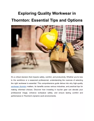 Exploring Quality Workwear in Thornton_ Essential Tips and Options