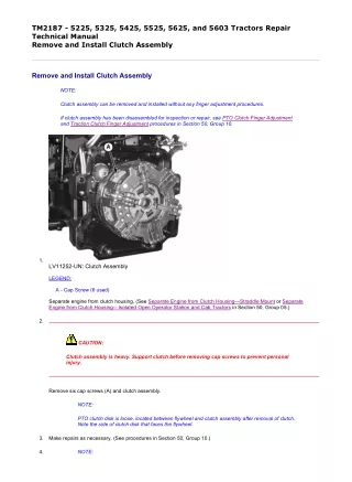 John Deere 5225, 5325, 5425, 5525, 5625 and 5603 Tractor Service Repair Manual Instant Download (TM2187)