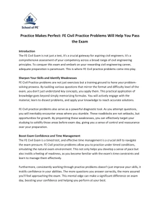 Practice Makes Perfect FE Civil Practice Problems Will Help You Pass the Exam