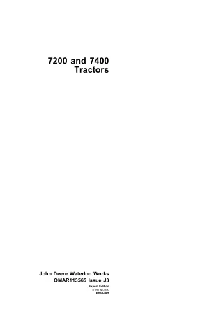 John Deere 7200 and 7400 Tractors Operator’s Manual Instant Download (Publication No.OMAR113565)