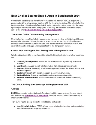 Best Cricket Betting Sites & Apps in Bangladesh 2024