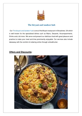 The Biryani and Tandoor Hub: Authentic Flavors | $7 Off Your First Order!