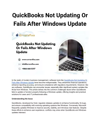 QuickBooks Not Updating Or Fails After Windows Update