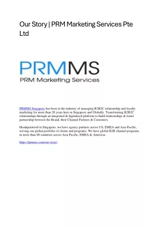 Our Story | PRM Marketing Services Pte Ltd