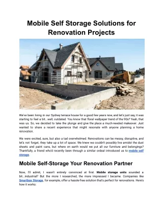 Mobile Self Storage Solutions for Renovation Projects