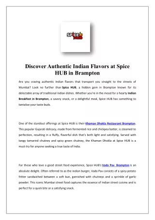 Indian Coffee Brampton | Spice Hub Brampton