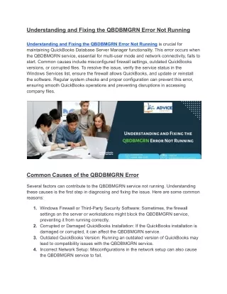 Understanding and Fixing the QBDBMGRN Error Not Running