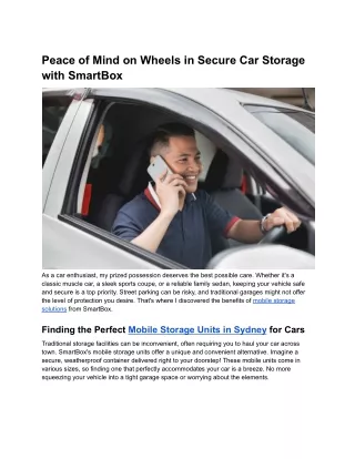 Peace of Mind on Wheels in Secure Car Storage with SmartBox