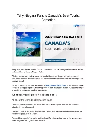 Why Niagara Falls is Canada’s Best Tourist Attraction