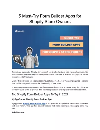 Top 5 Shopify Form Builder Apps Every Store Owner Needs