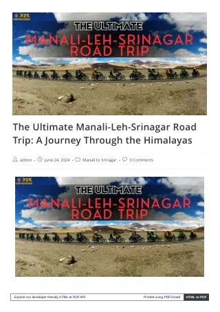 Ultimate Himalayan Journey: Manali-Leh-Srinagar Road Trip