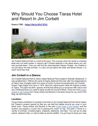 Why Should You Choose Tiaraa Hotel and Resort In Jim Corbett (1)