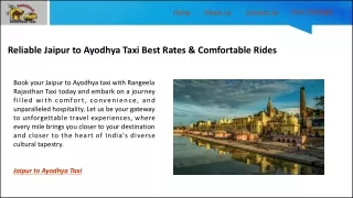 Reliable Jaipur to Ayodhya Taxi Best Rates & Comfortable Rides