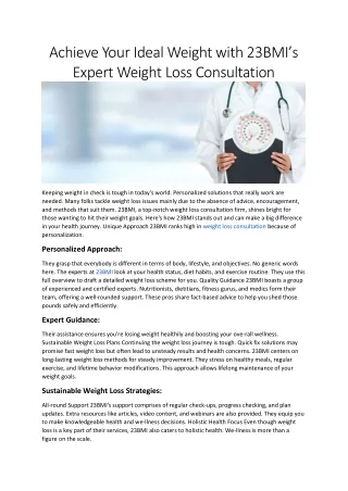 Achieve Your Ideal Weight with 23BMI