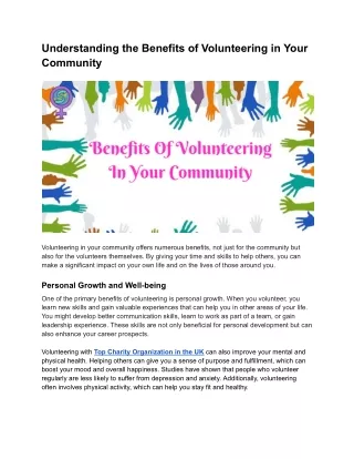 Understanding the Benefits of Volunteering in Your Community