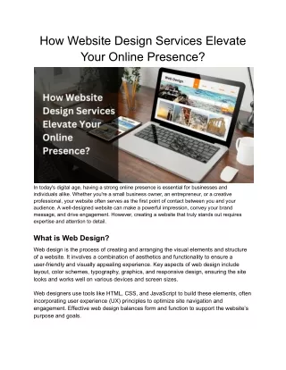 How Website Design Services Elevate Your Online Presence