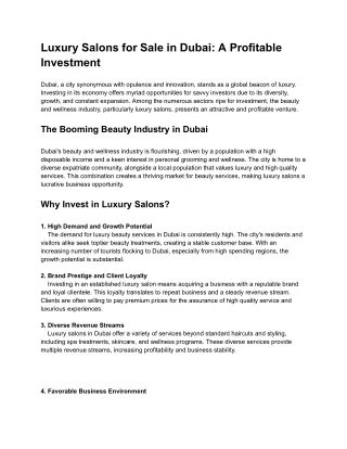 Luxury Salons for Sale in Dubai_ A Profitable Investment