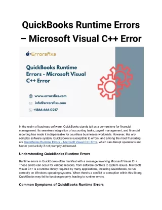 QuickBooks Runtime Errors – Microsoft Visual C   Error