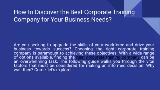 BEST CORPORATE TRAINING COMPANY