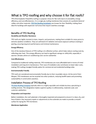 What is TPO roofing and why choose it for flat roofs?