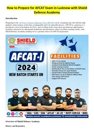 How to Prepare for AFCAT Exam in Lucknow with Shield Defence Academy