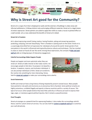 Why is Street Art good for the Community