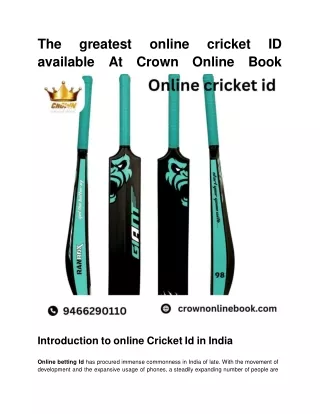 The greatest online cricket ID available At Crown Online Book