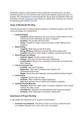 Residential roofing