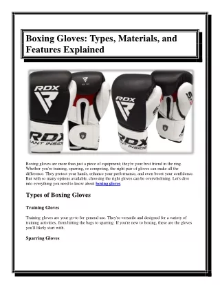 Boxing Gloves Types, Materials, and Features Explained