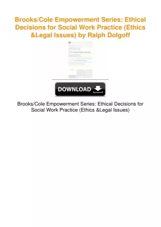 Brooks/Cole Empowerment Series: Ethical Decisions for Social Work