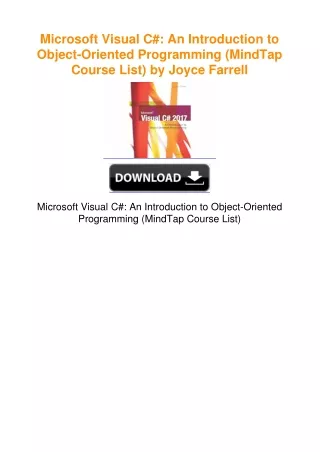 Microsoft Visual C#: An Introduction to Object-Oriented Programming