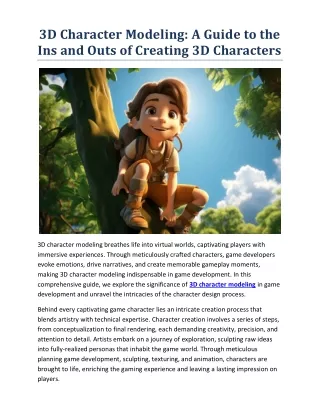 3D Character Modeling- A Guide to the Ins and Outs of Creating 3D Characters