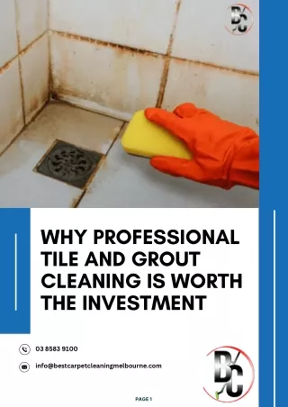 Why Professional Tile and Grout Cleaning is Worth Your Investment