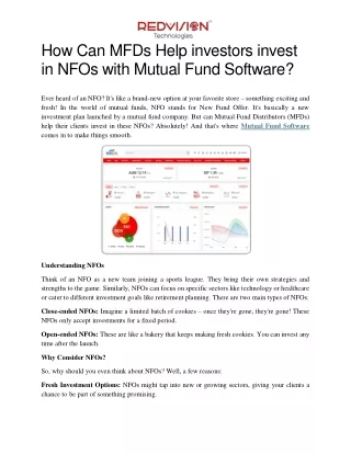 How Can MFDs Help investors invest in NFOs with Mutual Fund Software