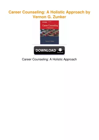 Career Counseling: A Holistic Approach by Vernon G. Zunker