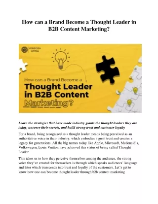 How can a brand become a thought leader in B2B content marketing