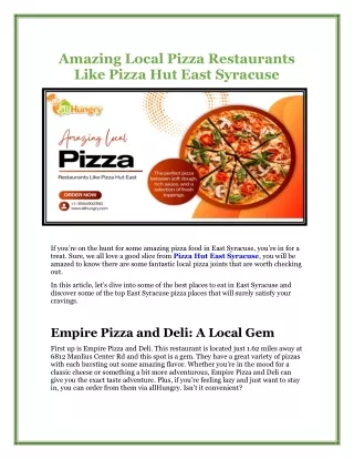 Amazing Local Pizza Restaurants Like Pizza Hut East Syracuse