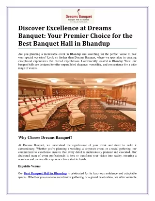 Best Banquet Hall in Bhandup West for Memorable Weddings