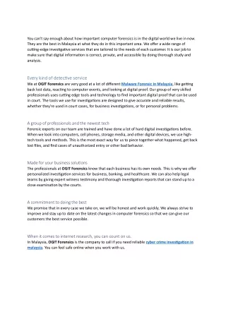 Malware Forensic in Malaysia
