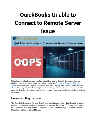 QuickBooks Unable to Connect to Remote Server Issue