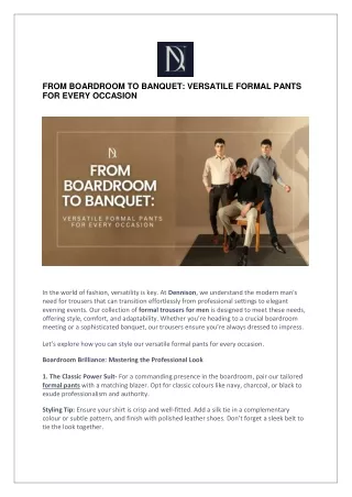 From Boardroom to Banquet: Versatile Formal Pants for Every Occasion