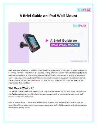 A Brief Guide on iPad Wall Mount