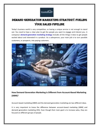 Demand Generation Marketing Strategy Fueling Your Sales Pipeline