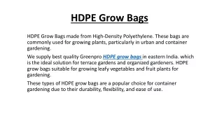 HDPE Grow Bags