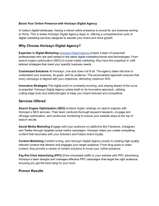 Horizayn Digital Agency: Tailored Strategies for Your Brand