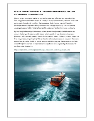 OCEAN FREIGHT INSURANCE | ENSURING SHIPMENT PROTECTION FROM ORIGIN TO DESTINATIO