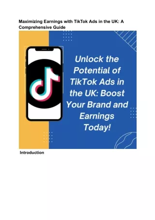 Maximizing Earnings with TikTok Ads in the UK_ A Comprehensive Guide