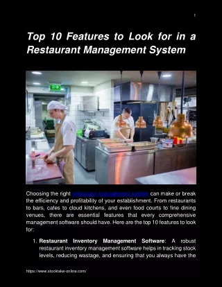 Top 10 Features to Look for in a Restaurant Management System - Stocktake Online